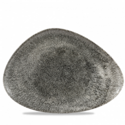 Flad tallerken trekantformet 25 cm i Raku Topaz Blue, Studio Prints - Churchill