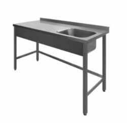 Stålbord med vask PSR1, 600mm dyb i mange længder