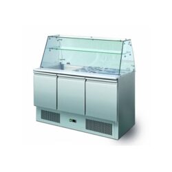 Saladette med firkantet glas BASIC og 3 låger
