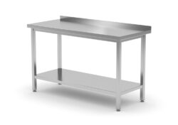 Stålbord med bagkant og underhylde 800x600x(H)850 mm, Hendi