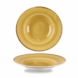 Tallerken dyb 24 cm med bred kant, Stonecast Mustard Seed Yellow - Churchill