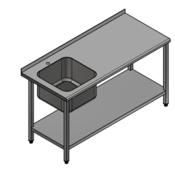 Stålbord med underhylde og vask - Dayton