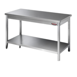 Stålbord med underhylde uden bagkant 100 eller 120 cm, Tecnodom