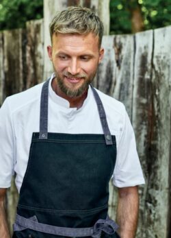 Smækforklæde i denim, sort/denimblå, Nybo