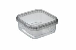 Plastbøtte firkantet i klar 275 ml u/ låg