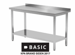 Budget Stålbord 140x70 cm m/ underhylde og bagkant BASIC (saml-selv)