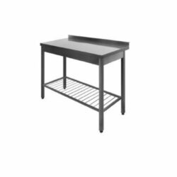 Stålbord med rillet underhylde DSS, 600mm dyb i mange længder