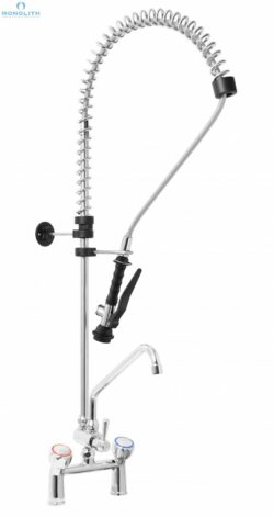 Armatur med spulearm og tohuls bordamatur 155mm, Monolith