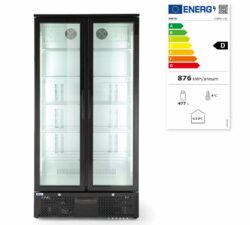 Flaskekøleskab dobbelt i sort, Hendi