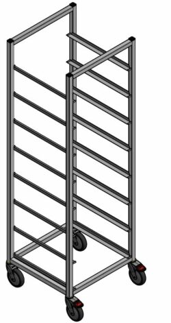 Stikvogn til 8 stk 50x50 opvaskebakker B570x D570 x H1600, Dayton