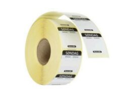 Fødevareetiket med genbrugeligt ‘’SØNDAG'' 2,5x2,5 cm sæt á 1000 stk, Hendi