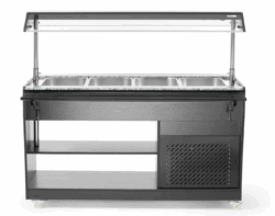 Salatbar 4x 1/1 gn i sort med hæv/sænk måler 1490x750x1370