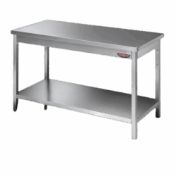 Stålbord med underhylde uden bagkant 100 eller 120 cm, Tecnodom