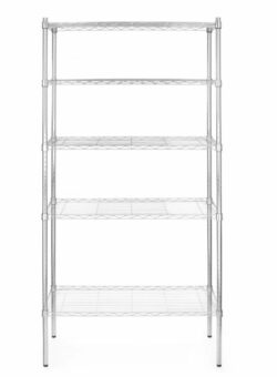 Reol med 5 hylder i forkromet jern