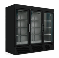 Displaykøleskab i sort med 3 låger
