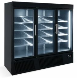 Displayfryseskab i sort med 3 låger