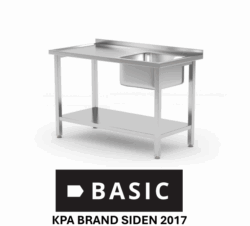 Budget Stålbord 140x70 m/ vask i højre og underhylde BASIC (saml-selv)