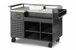 Cocktailvogn med arbejdsmodul i rustfrit stål, Pujadas