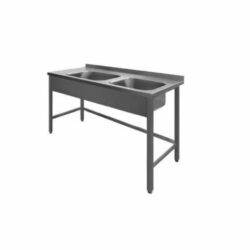 Stålbord med 2 vaske, PSR2, 700mm dyb i mange længder