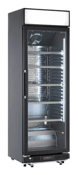 Flaskekøleskab m/ lystop 350L i sort Basic by Coolhead Europe