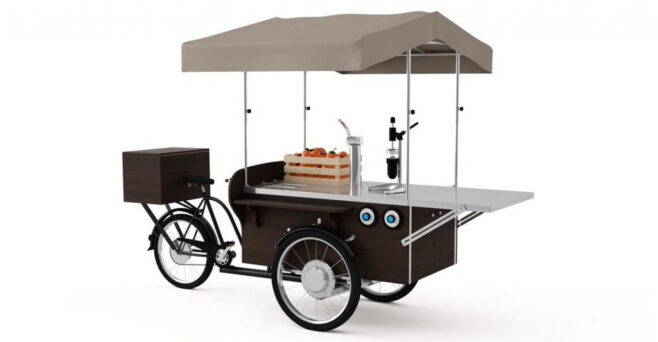 Juice & lemonadecykel komplet med citruspresser, isbeholder mv